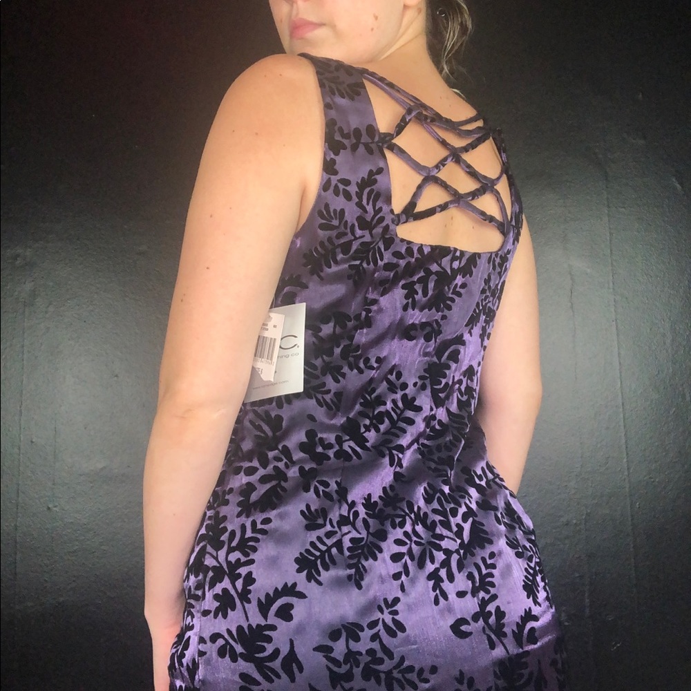 Vintage 90s goth floral print mini dress